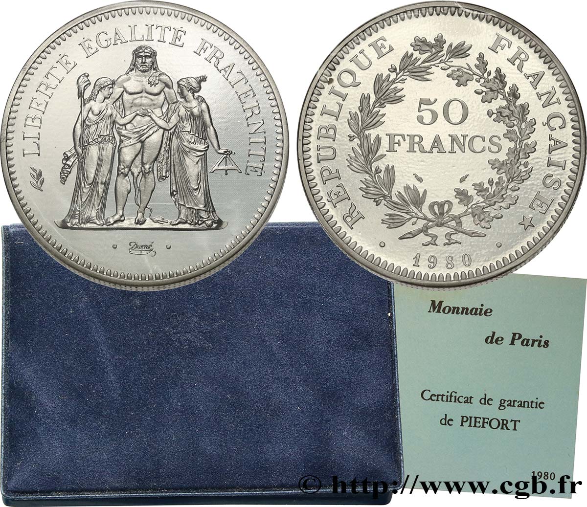 Piéfort Argent de 50 francs Hercule 1980 Pessac GEM.223 P1 MS 