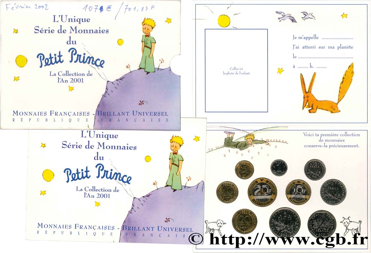 Série Brillant Universel Petit Prince 2001 Paris F.5200/32 Brilliant Uncirculated 