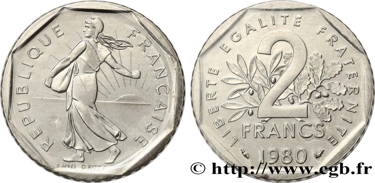 2 francs Semeuse, nickel 1980  F.272/4 FDC 