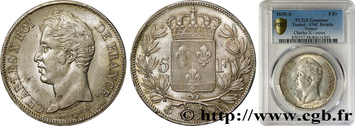 5 francs Charles X, 2e type 1830 Paris F.311/40 SUP+ PCGS