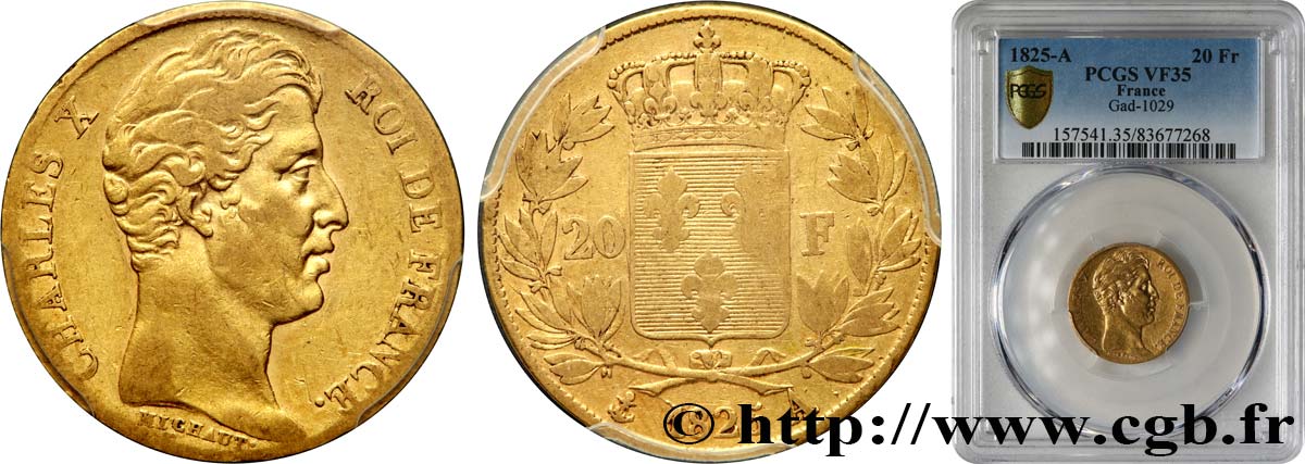 20 francs or Charles X 1825 Paris F.520/1 S35 PCGS