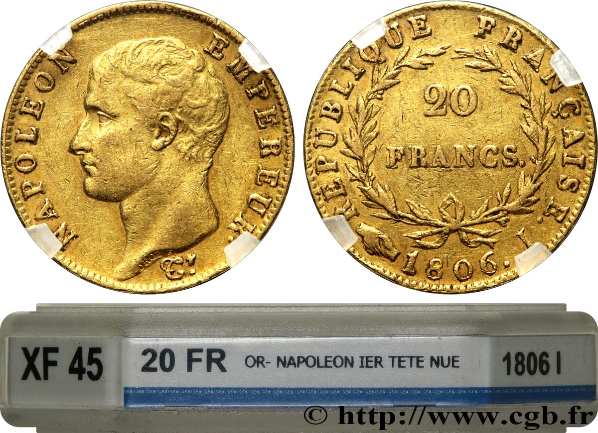20 francs or Napoléon tête nue, Calendrier grégorien 1806 Limoges F.513/2 XF45 GENI