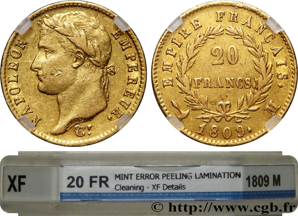 20 francs or Napoléon, tête laurée, Empire français 1809 Toulouse F.516/5 TTB GENI