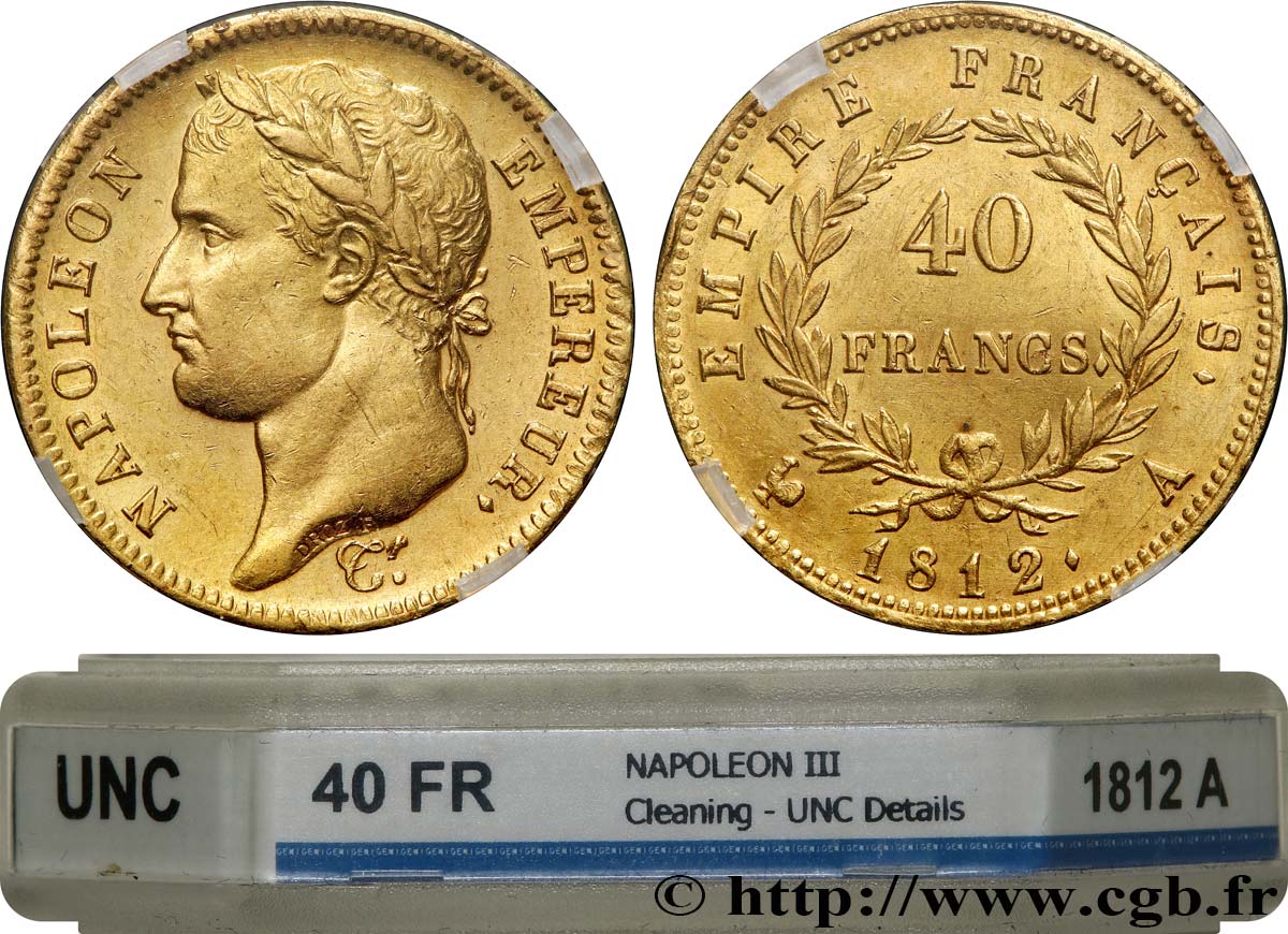 40 francs or Napoléon tête laurée, Empire français 1812 Paris F.541/9 SUP+ GENI
