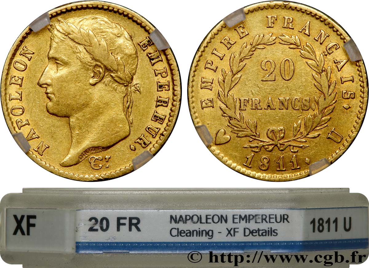 20 francs or Napoléon, tête laurée, Empire français 1811 Turin F.516/20 XF GENI