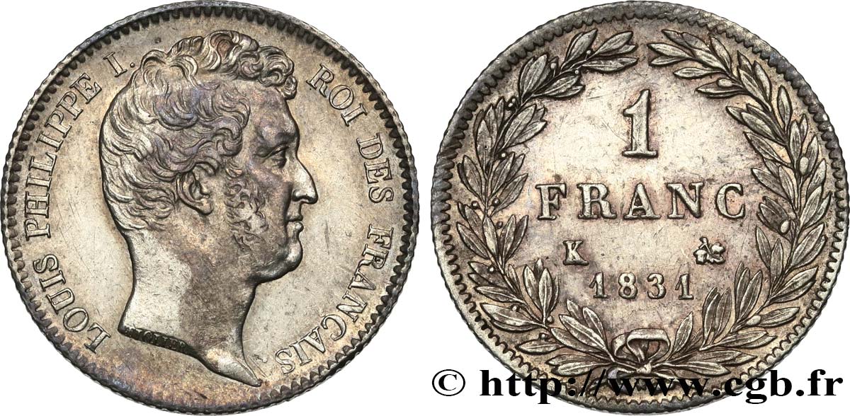 1 franc Louis-Philippe, tête nue 1831 Bordeaux F.209/7 AU53 