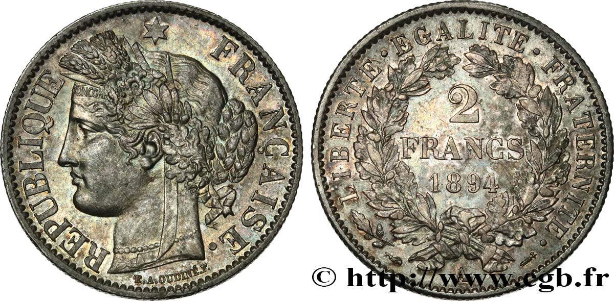 2 francs Cérès, avec légende 1894 Paris F.265/16 SUP62 