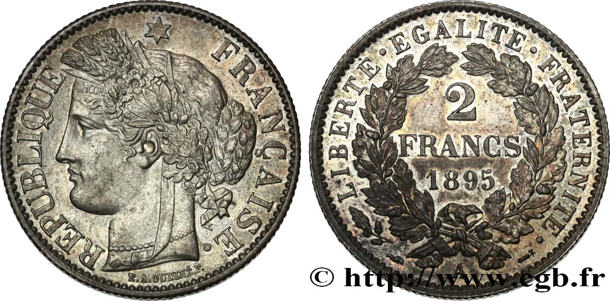 2 francs Cérès, avec légende 1895 Paris F.265/17 MS63 
