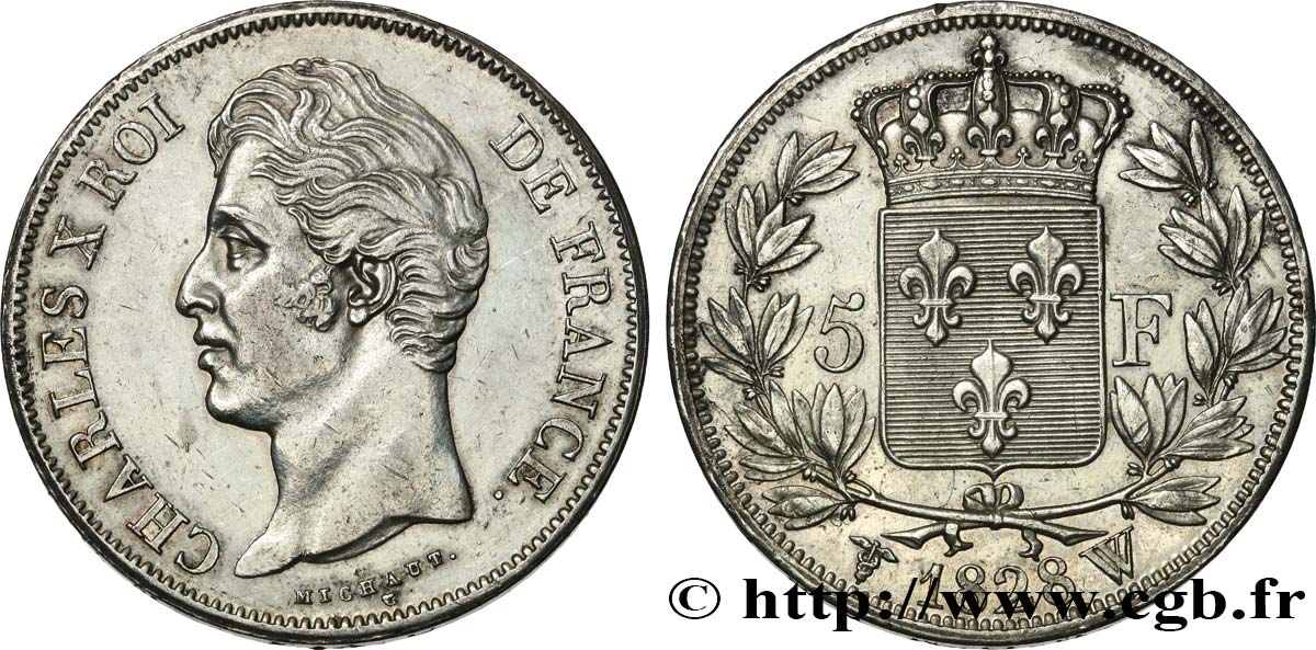 5 francs Charles X, 2e type 1828 Lille F.311/26 SUP 