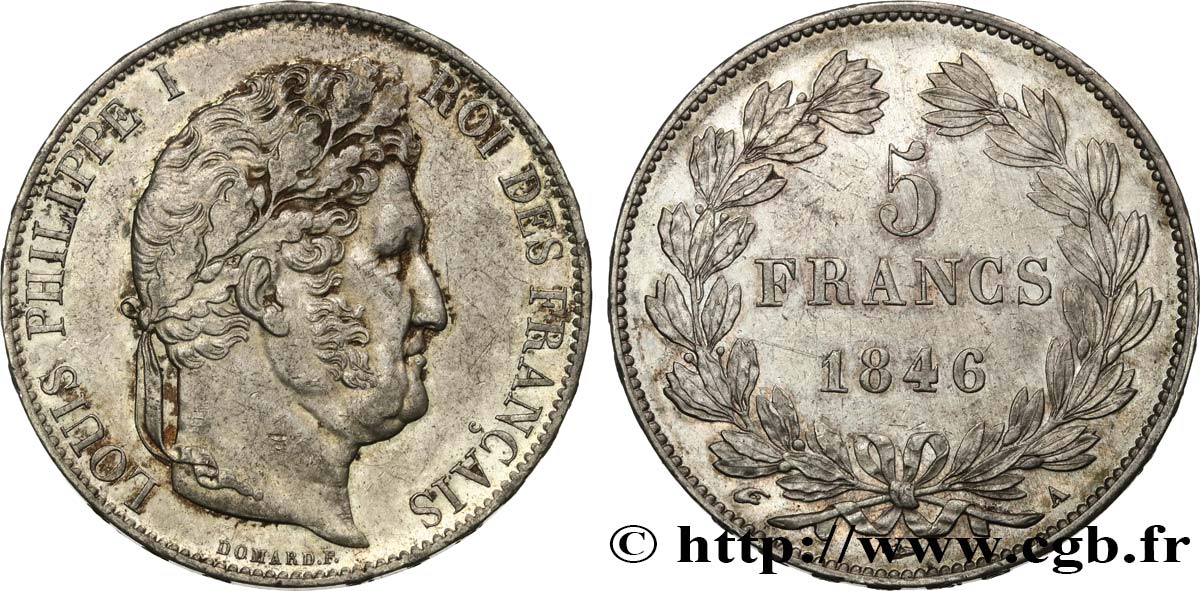 5 francs IIIe type Domard 1846 Paris F.325/10 SUP55 