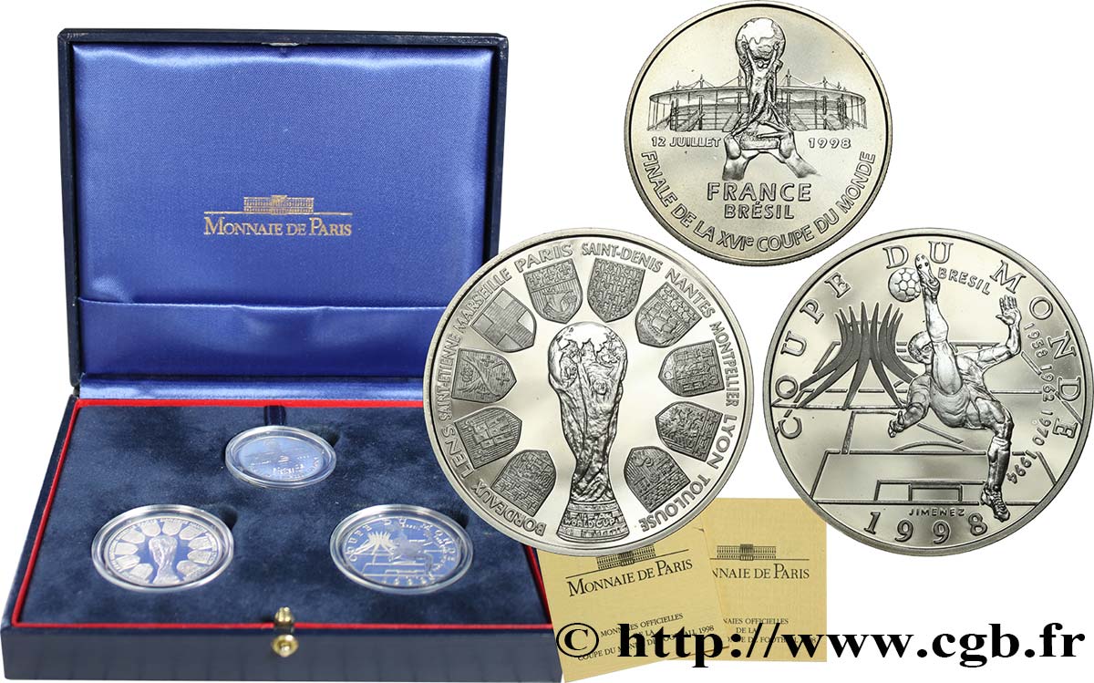 Coffret de trois monnaies en Argent, Coupe du monde de football 1998 1998  F5.1312 1 FDC 