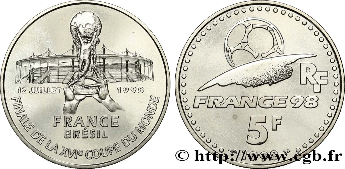 Brillant Universel 5 francs - Finale de la Coupe du Monde 1998 1998 Paris F5.1204 1 FDC 