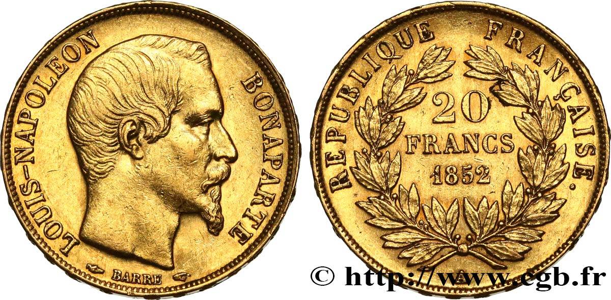 20 francs or Louis-Napoléon 1852 Paris F.530/1 VZ 