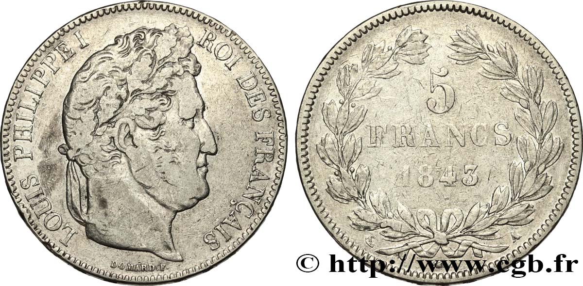 5 francs IIe type Domard 1843 Paris F.324/100 S 