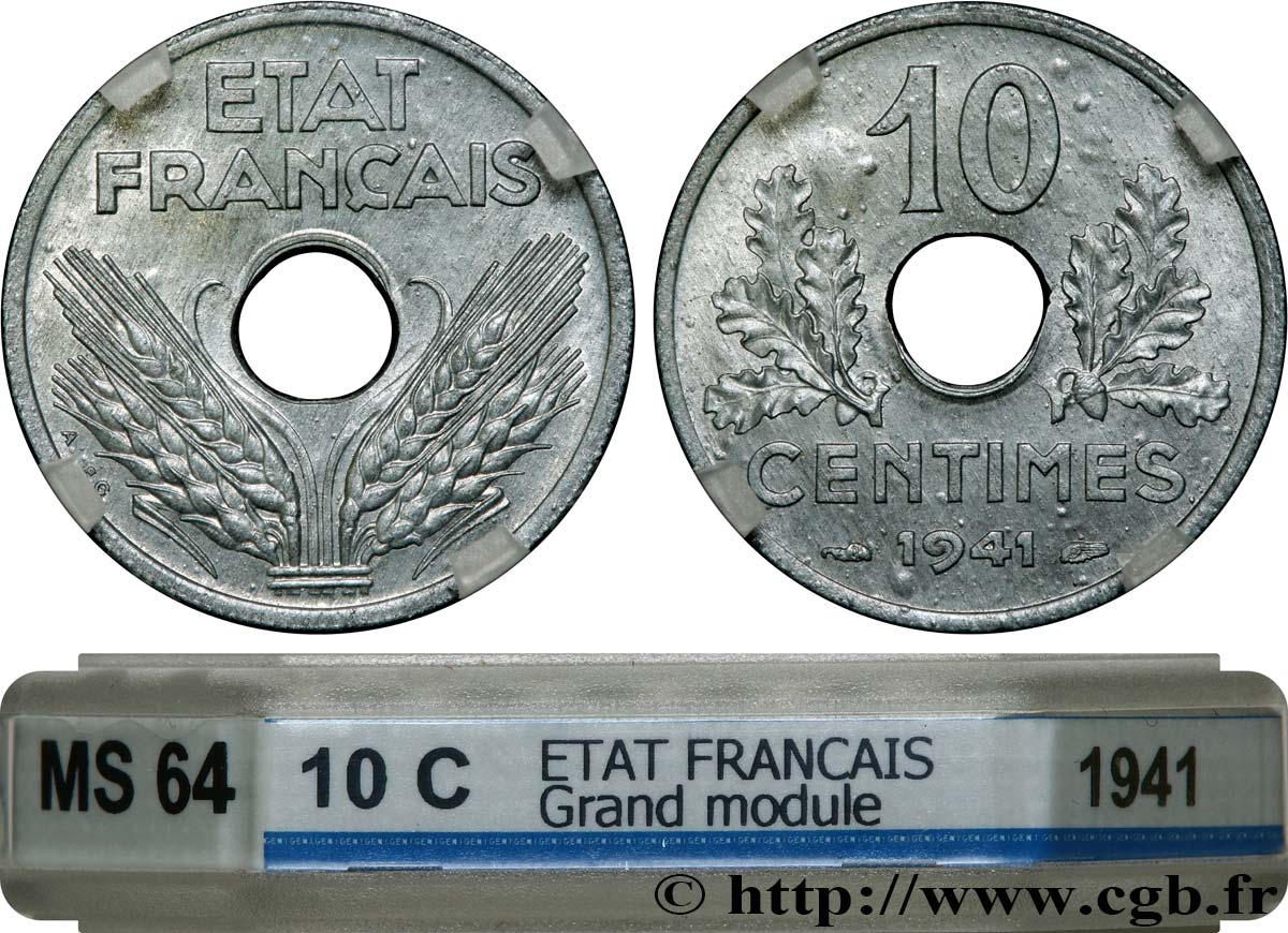 10 centimes État français, grand module 1941 Paris F.141/2 SPL64 GENI