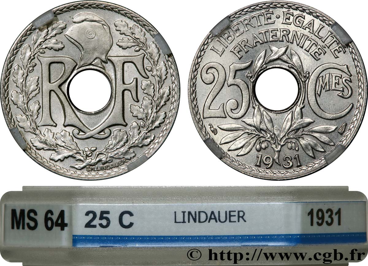 25 centimes Lindauer 1931  F.171/15 MS64 GENI