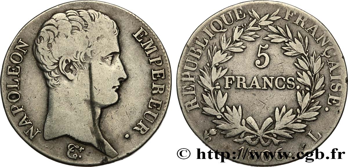 5 francs Napoléon Empereur, Calendrier grégorien 1806 Bayonne F.304/7 BC 