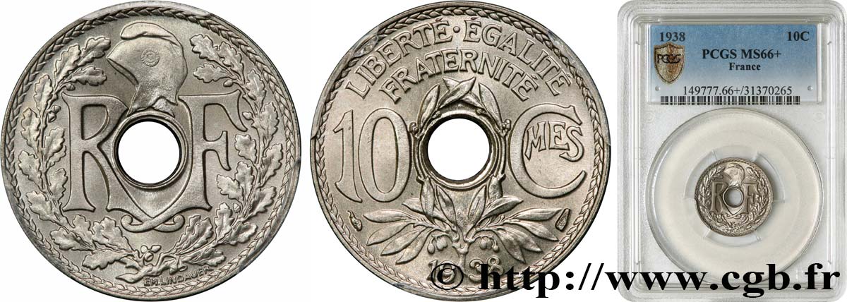 10 centimes Lindauer 1938  F.138/25 FDC66 PCGS