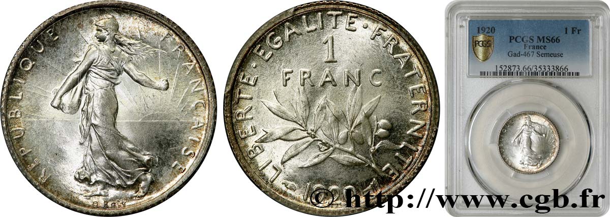 1 franc Semeuse 1920 Paris F.217/26 MS66 PCGS