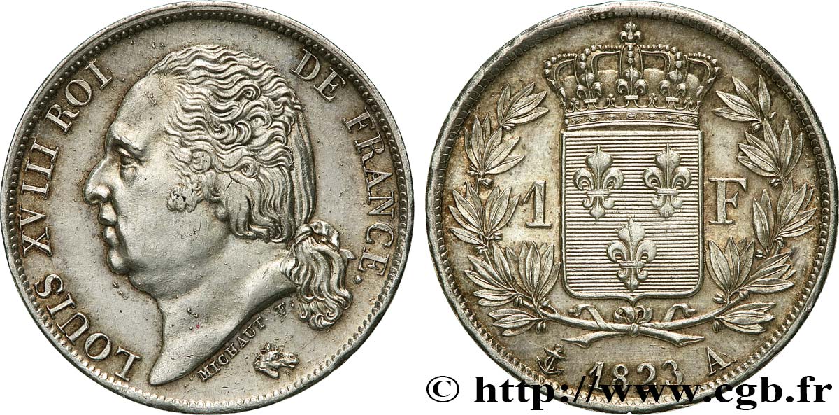 1 franc Louis XVIII 1823 Paris F.206/45 SUP+ 
