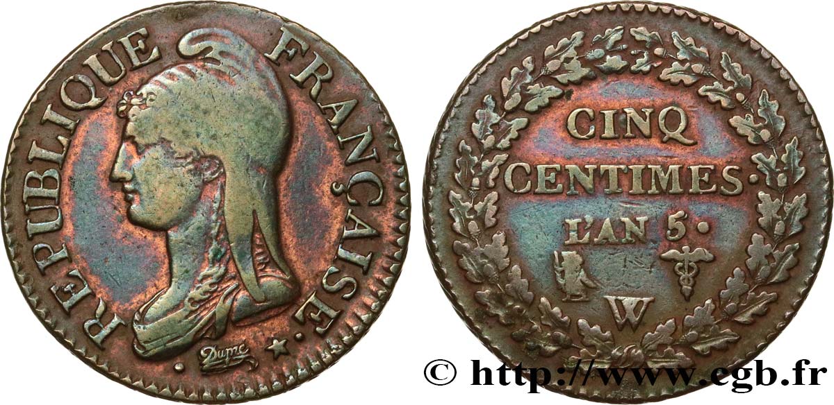 Cinq centimes Dupré, grand module 1797 Lille F.115/31 TB35 