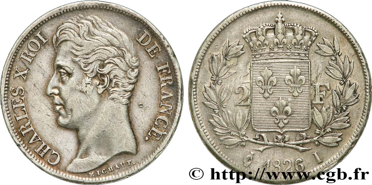 2 francs Charles X 1826 Limoges F.258/17 MBC 