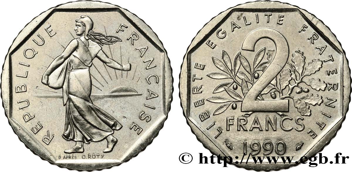 2 francs Semeuse, nickel 1990 Pessac F.272/14 SPL 