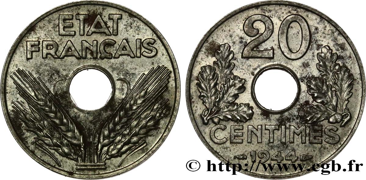 20 centimes fer 1944  F.154/3 SPL62 