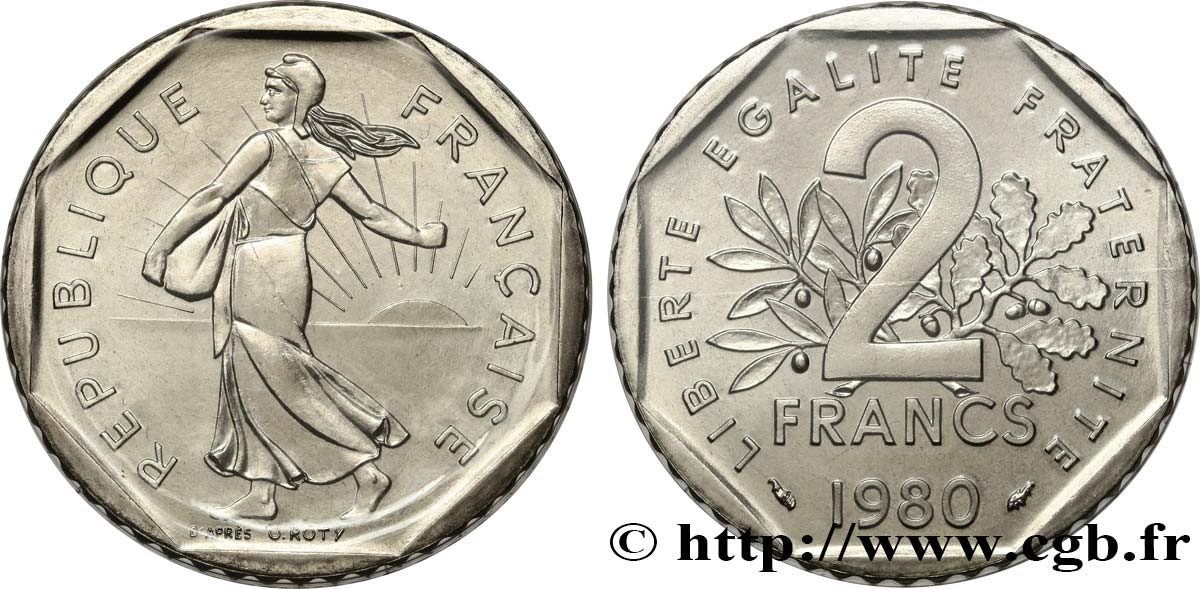 2 francs Semeuse, nickel 1980  F.272/4 ST 