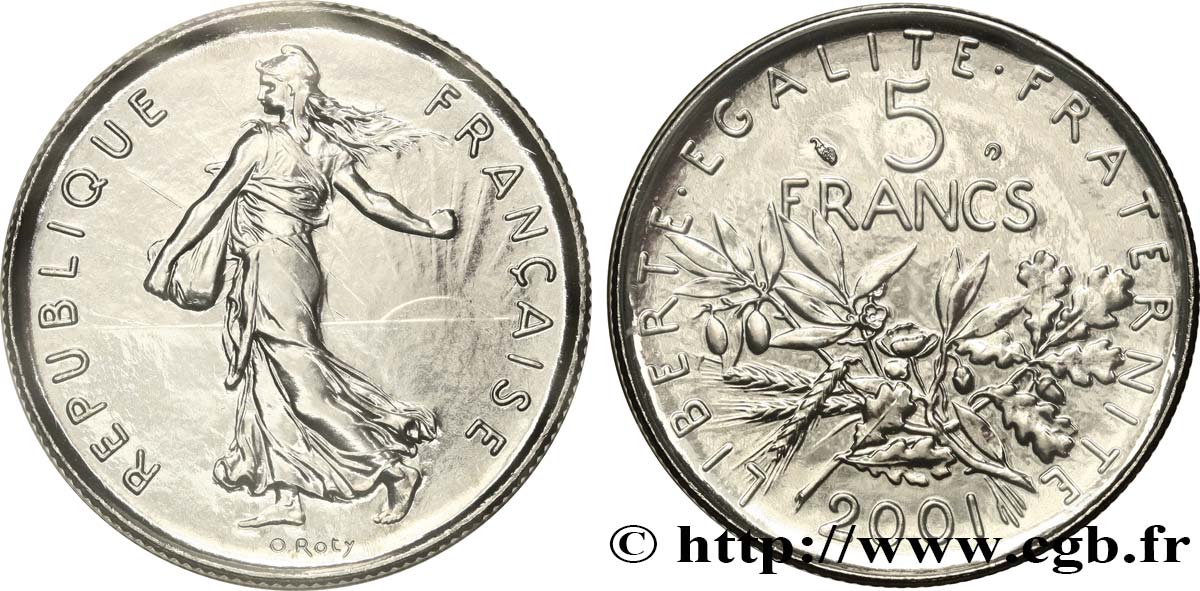 5 francs Semeuse, nickel 2001 Pessac F.341/37 ST 