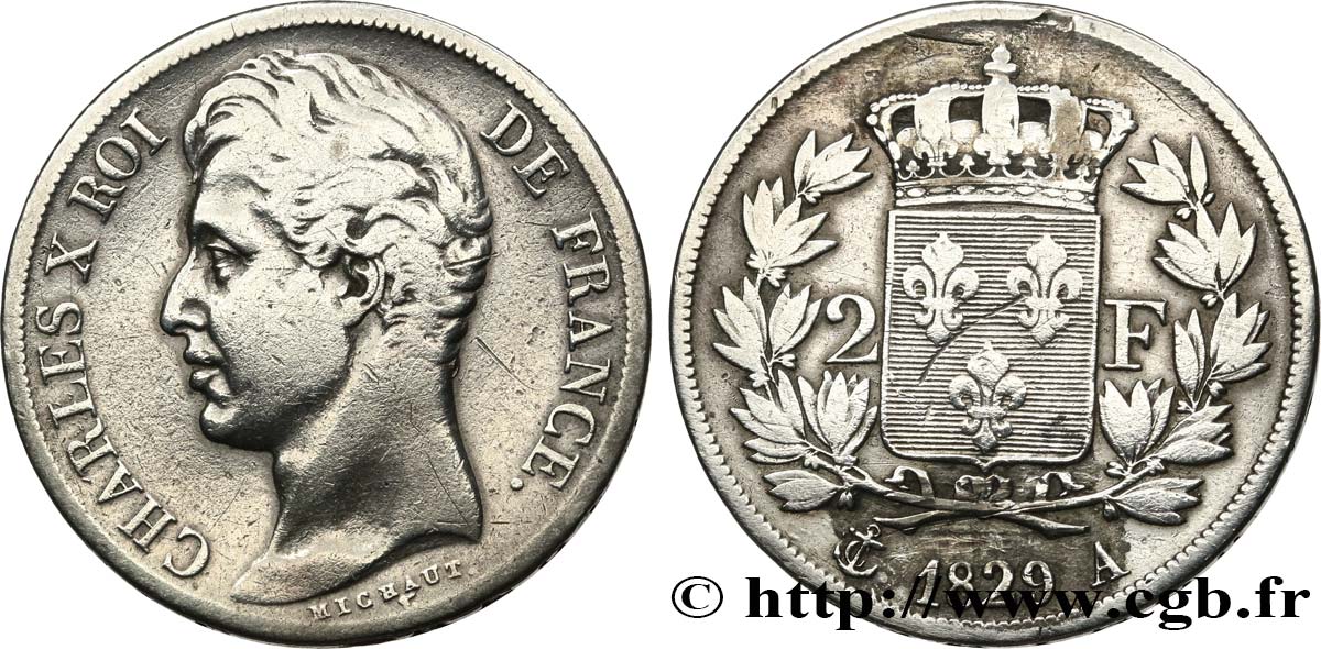 2 francs Charles X 1829 Paris F.258/49 TB 