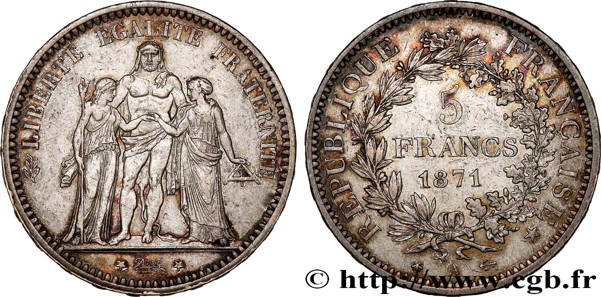 5 francs Hercule 1871 Paris F.334/2 BB 