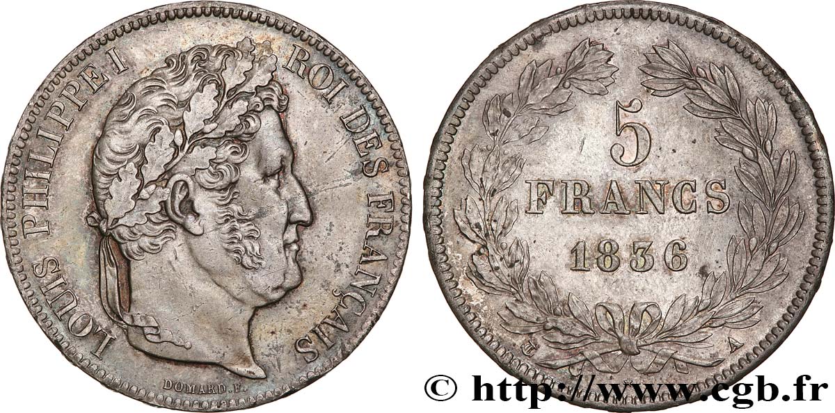 5 francs IIe type Domard 1836 Paris F.324/53 VZ55 