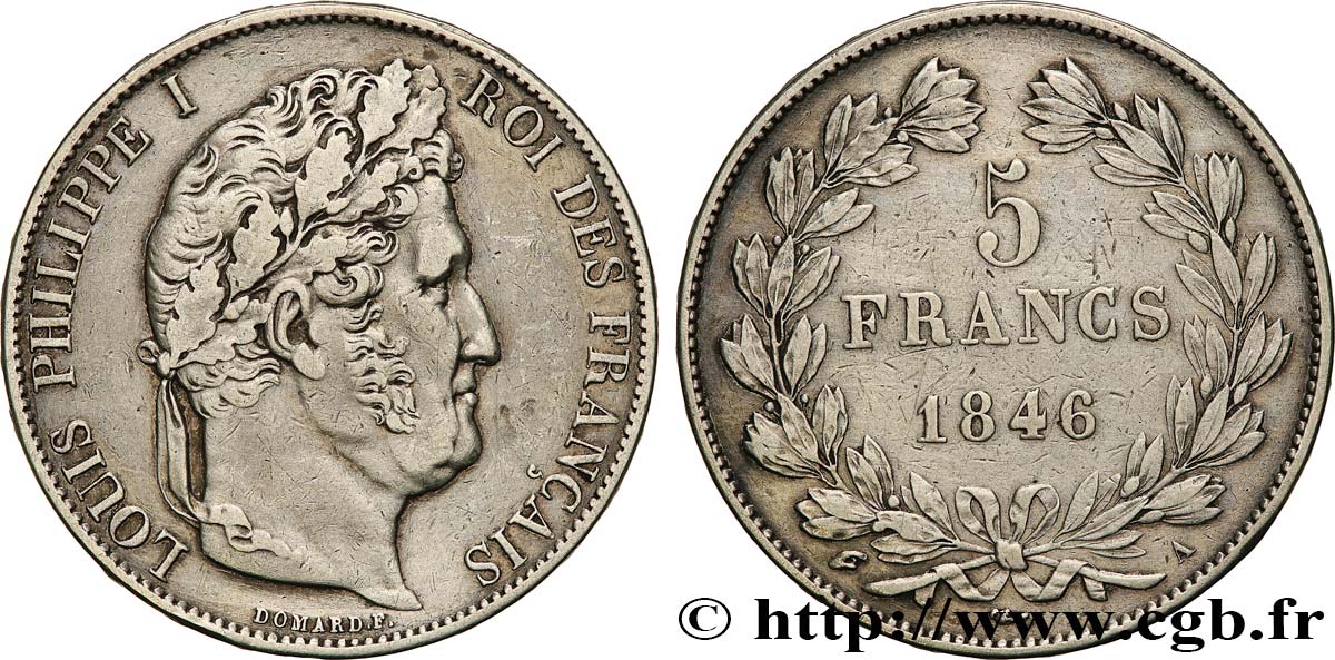 5 francs IIIe type Domard 1846 Paris F.325/10 TTB 