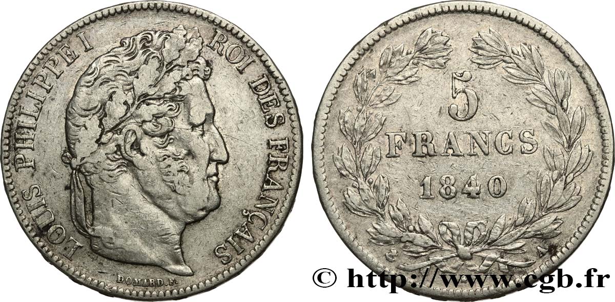 5 francs IIe type Domard 1840 Paris F.324/83 VF 