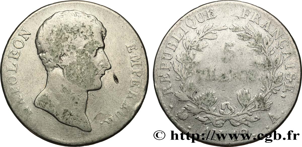 5 francs Napoléon Empereur, type intermédiaire 1804 Paris F.302/1 VG 