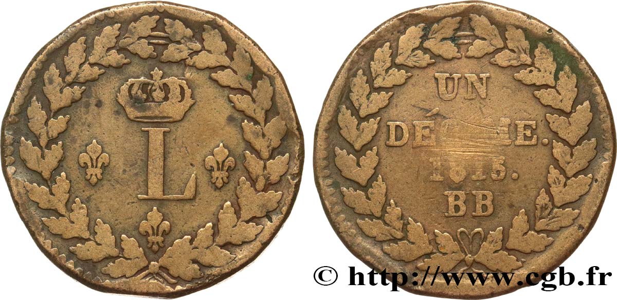 Un décime à l’L couronnée 1815  Strasbourg F.132A/3 S15 
