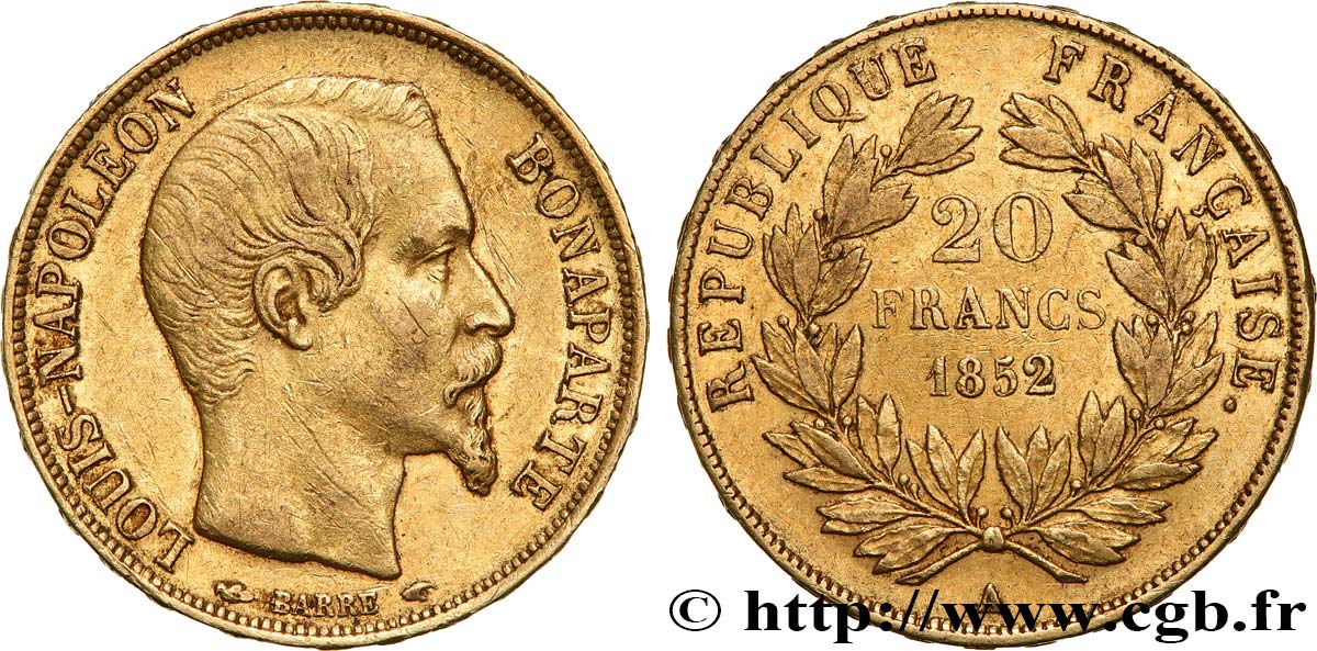 20 francs or Louis-Napoléon 1852 Paris F.530/1 SS 