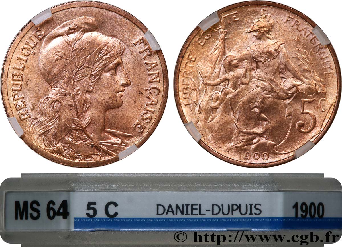 5 centimes Daniel-Dupuis 1900  F.119/9 SPL64 GENI