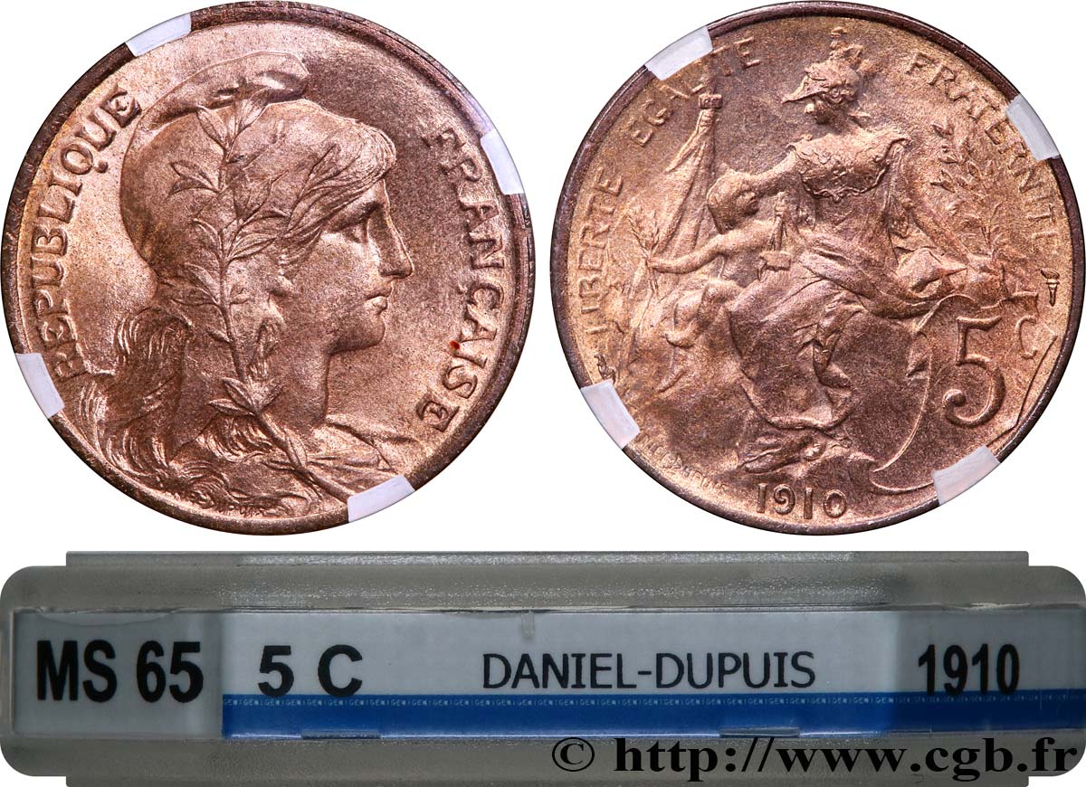 5 centimes Daniel-Dupuis 1910  F.119/22 MS65 GENI