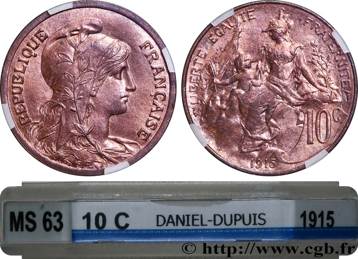 10 centimes Daniel-Dupuis 1915  F.136/24 SPL63 GENI