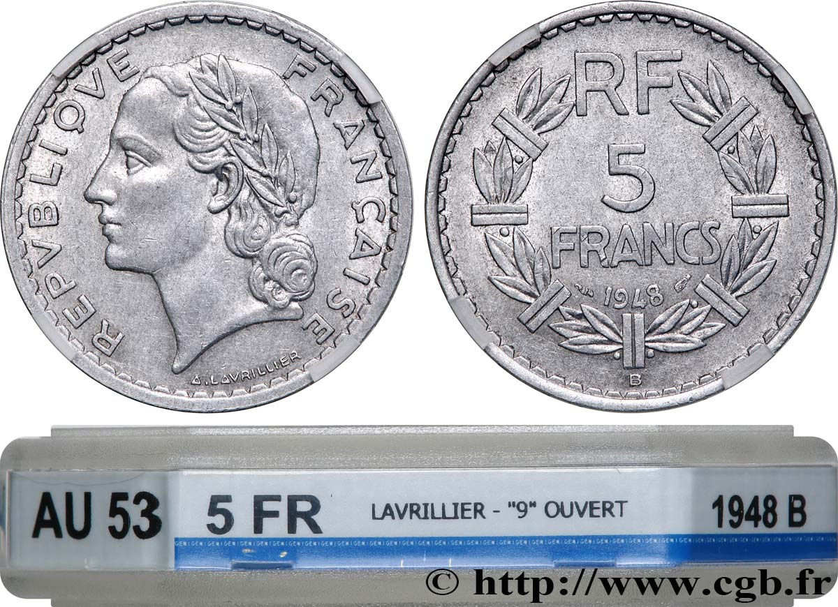 5 francs Lavrillier, aluminium 1948 Beaumont-Le-Roger F.339/15 SS53 GENI