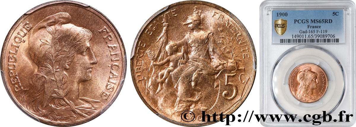 5 centimes Daniel-Dupuis 1900  F.119/9 MS65 PCGS