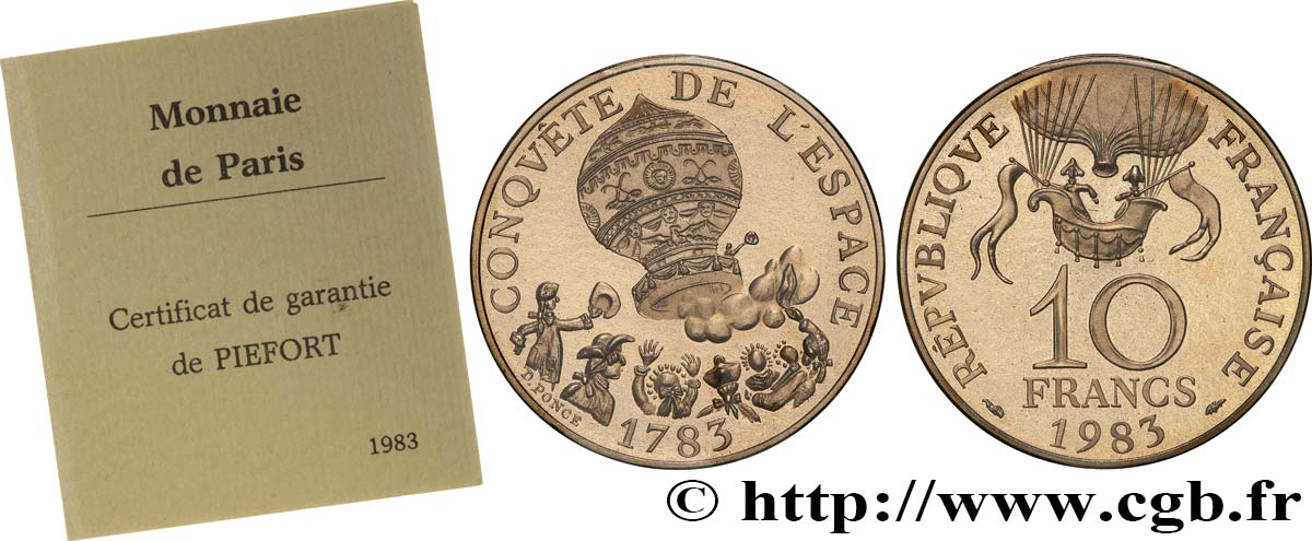 Piéfort Cu-Ni de 10 francs Conquête de l’Espace 1983  GEM.188 P1 FDC 