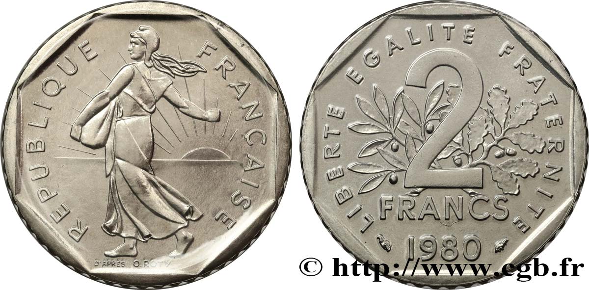 2 francs Semeuse, nickel 1980  F.272/4 FDC 
