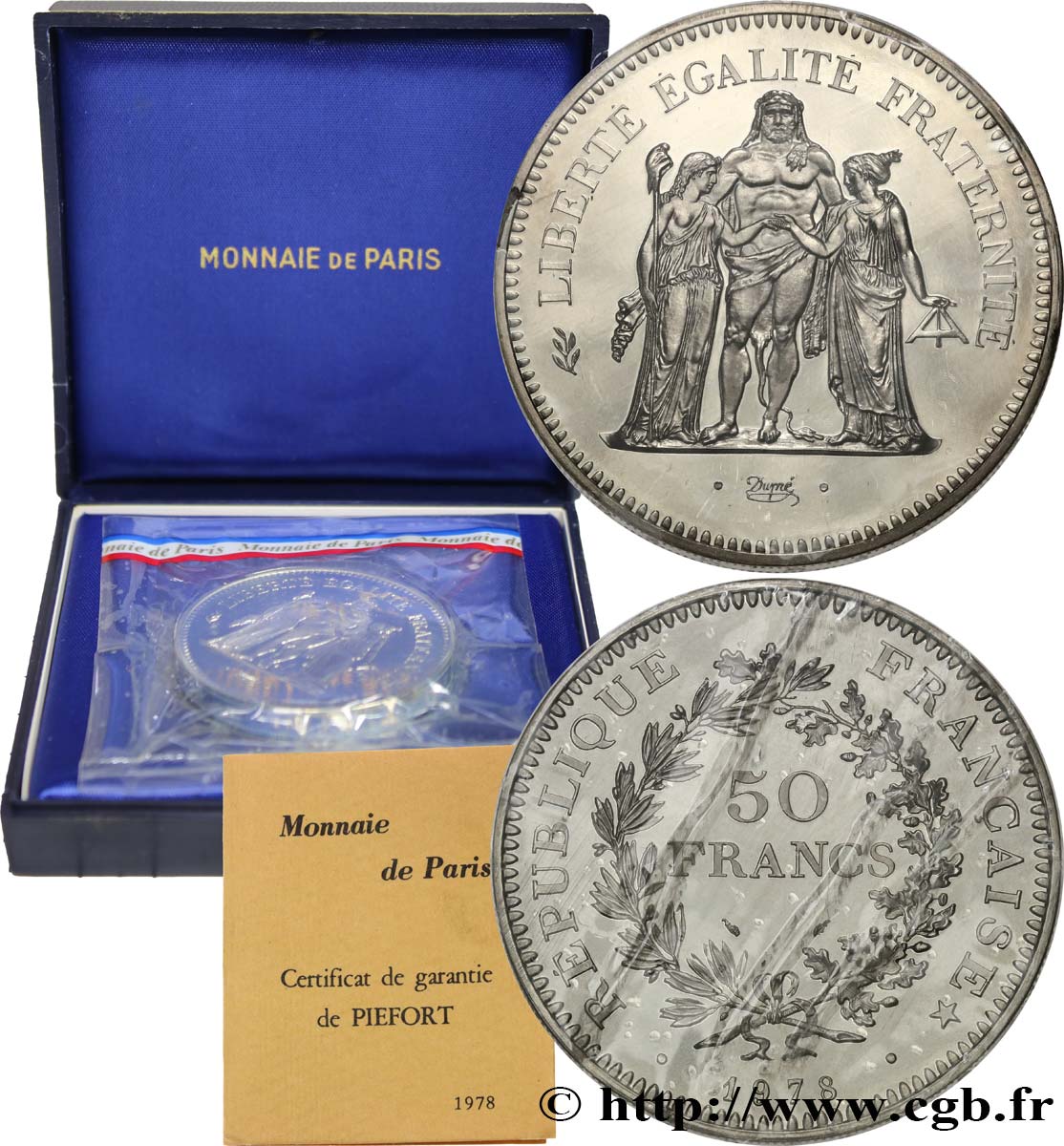 Piéfort Argent de 50 francs Hercule 1978  GEM.223 P1 FDC 
