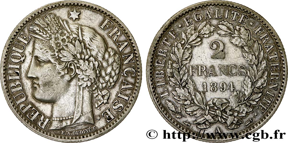 2 francs Cérès, avec légende 1894 Paris F.265/16 BB 