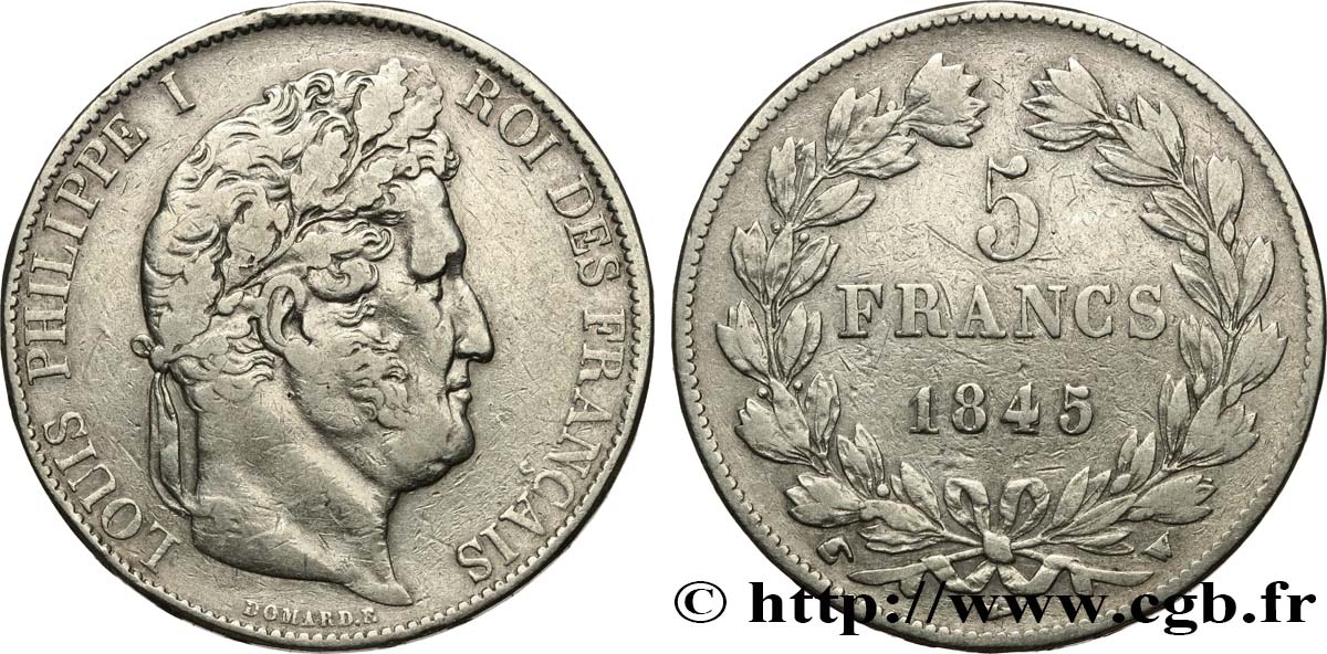 5 francs IIIe type Domard 1845 Lille F.325/9 S 