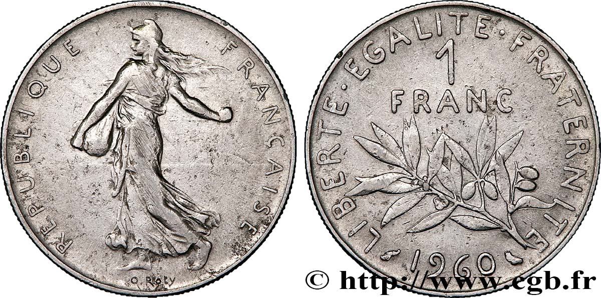 1 franc Semeuse, nickel, frappe médaille 1960 Paris F.226/4 var. TTB40 