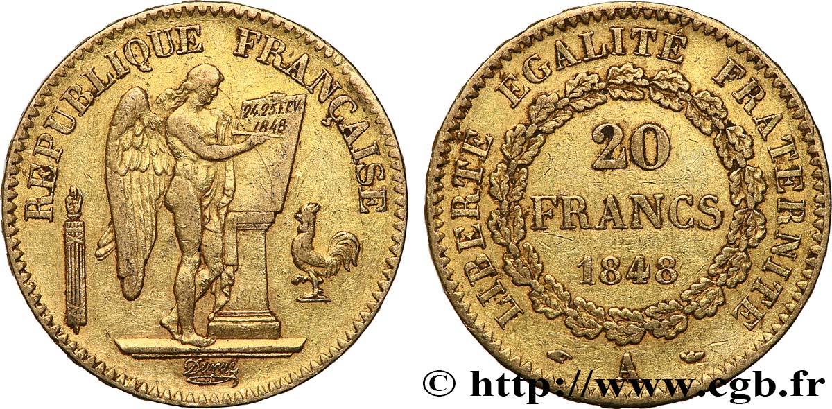 20 francs or Génie, IIe République 1848 Paris F.528/1 S35 